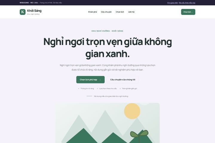 Ảnh chụp Giao diện HTML khu nghỉ dưỡng — Tập trung chuyển đổi | WZ-254