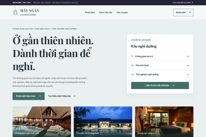 Ảnh xem trước Mẫu giao diện khu nghỉ dưỡng — Tập trung chuyển đổi | WZ-254