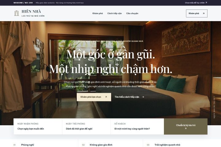 Ảnh xem trước Mẫu giao diện lưu trú tại nhà vườn — Thanh lịch | WZ-255