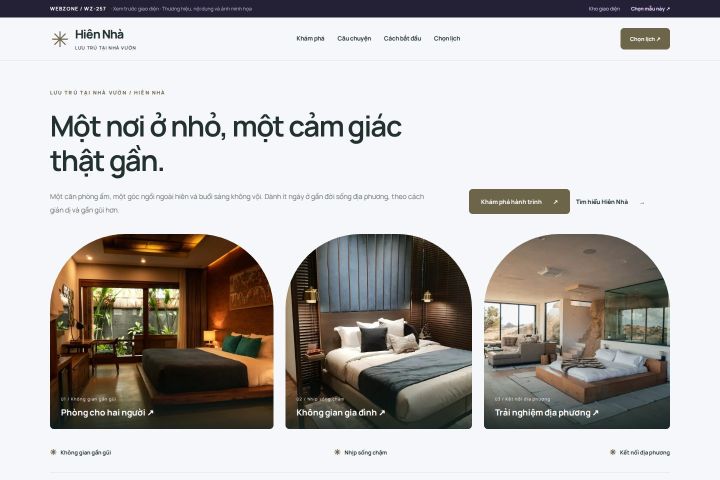 Ảnh xem trước Mẫu giao diện lưu trú tại nhà vườn — Trưng bày | WZ-257