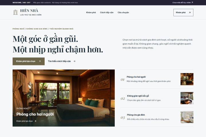 Ảnh xem trước Mẫu giao diện lưu trú tại nhà vườn — Trưng bày | WZ-257