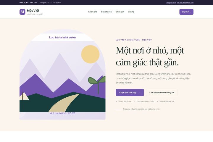 Ảnh chụp Giao diện HTML lưu trú tại nhà vườn — Kể chuyện | WZ-258