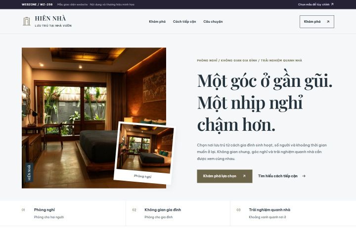 Ảnh xem trước Mẫu giao diện lưu trú tại nhà vườn — Kể chuyện | WZ-258