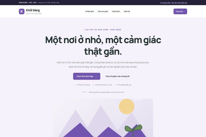 Ảnh chụp Giao diện HTML lưu trú tại nhà vườn — Tập trung chuyển đổi | WZ-259