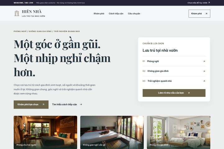 Ảnh xem trước Mẫu giao diện lưu trú tại nhà vườn — Tập trung chuyển đổi | WZ-259