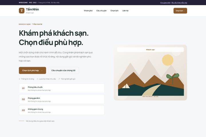 Ảnh chụp Giao diện HTML khách sạn — Trưng bày | WZ-262