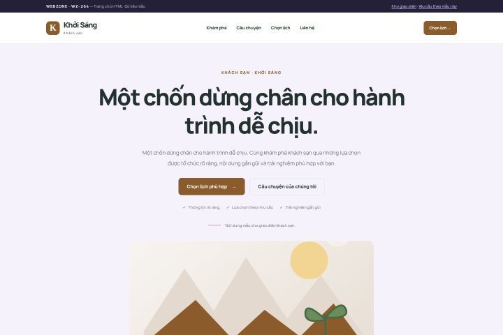 Ảnh chụp Giao diện HTML khách sạn — Tập trung chuyển đổi | WZ-264