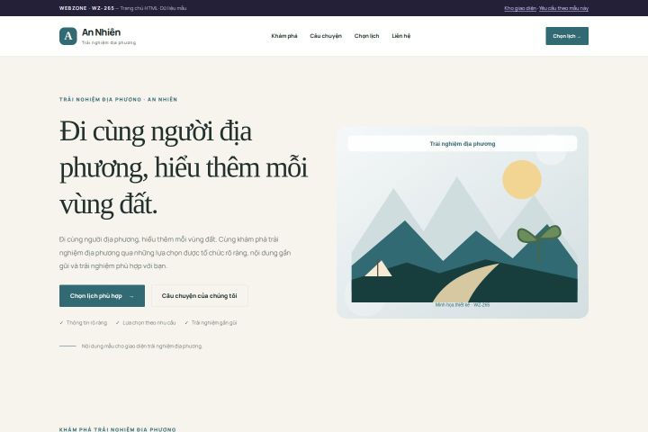 Ảnh chụp Giao diện HTML trải nghiệm địa phương — Thanh lịch | WZ-265