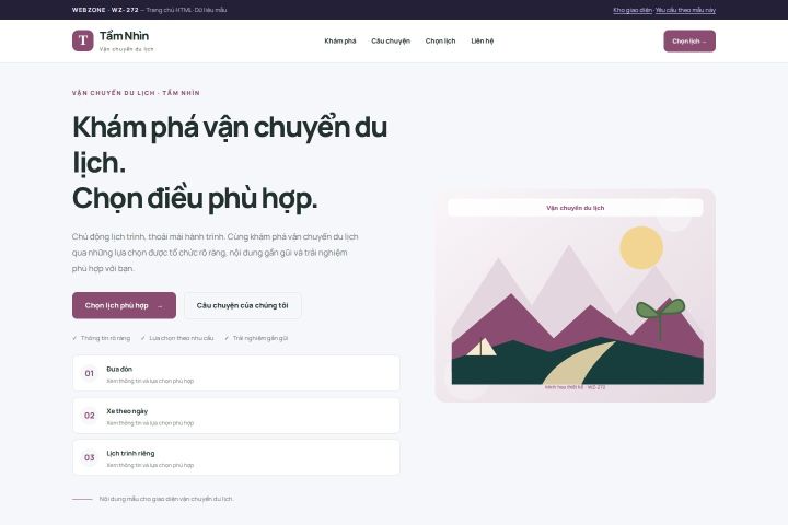 Ảnh chụp Giao diện HTML vận chuyển du lịch — Trưng bày | WZ-272