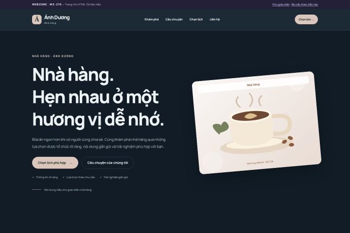 Ảnh chụp Giao diện HTML nhà hàng — Nổi bật | WZ-276
