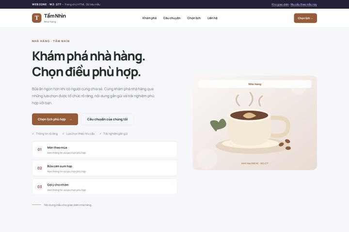 Ảnh chụp Giao diện HTML nhà hàng — Trưng bày | WZ-277