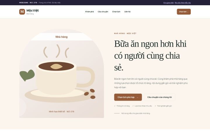 Ảnh chụp Giao diện HTML nhà hàng — Kể chuyện | WZ-278