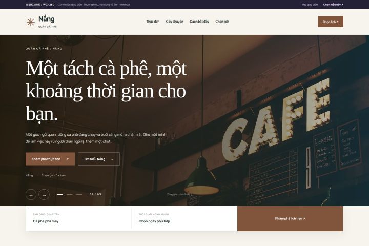Ảnh xem trước Mẫu giao diện quán cà phê — Thanh lịch | WZ-280