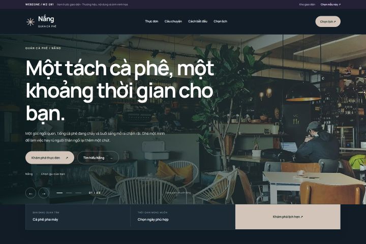 Ảnh xem trước Mẫu giao diện quán cà phê — Nổi bật | WZ-281