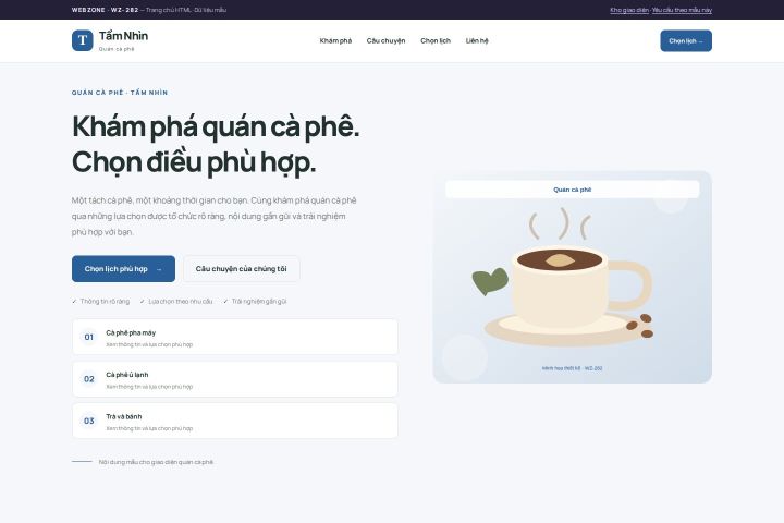 Ảnh chụp Giao diện HTML quán cà phê — Trưng bày | WZ-282