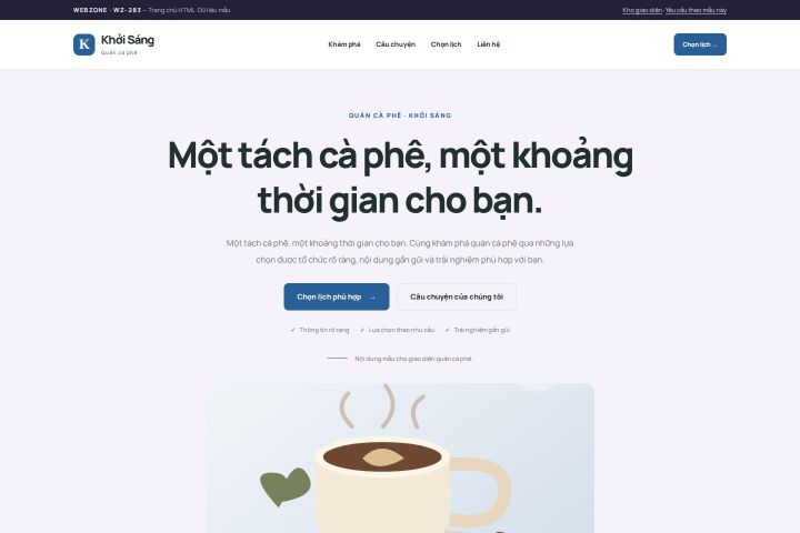 Ảnh chụp Giao diện HTML quán cà phê — Tập trung chuyển đổi | WZ-283