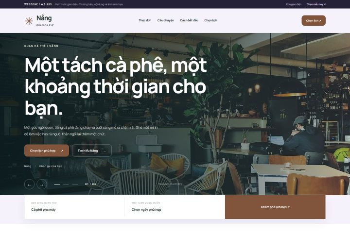 Ảnh xem trước Mẫu giao diện quán cà phê — Tập trung chuyển đổi | WZ-283