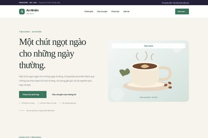Ảnh chụp Giao diện HTML tiệm bánh — Thanh lịch | WZ-284