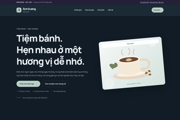 Ảnh chụp Giao diện HTML tiệm bánh — Nổi bật | WZ-285