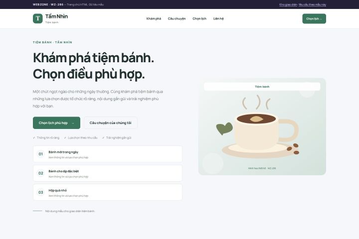 Ảnh chụp Giao diện HTML tiệm bánh — Trưng bày | WZ-286