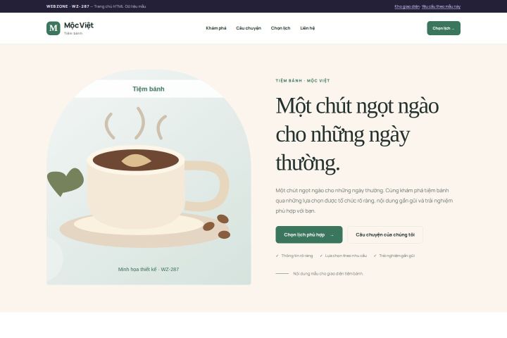 Ảnh chụp Giao diện HTML tiệm bánh — Kể chuyện | WZ-287