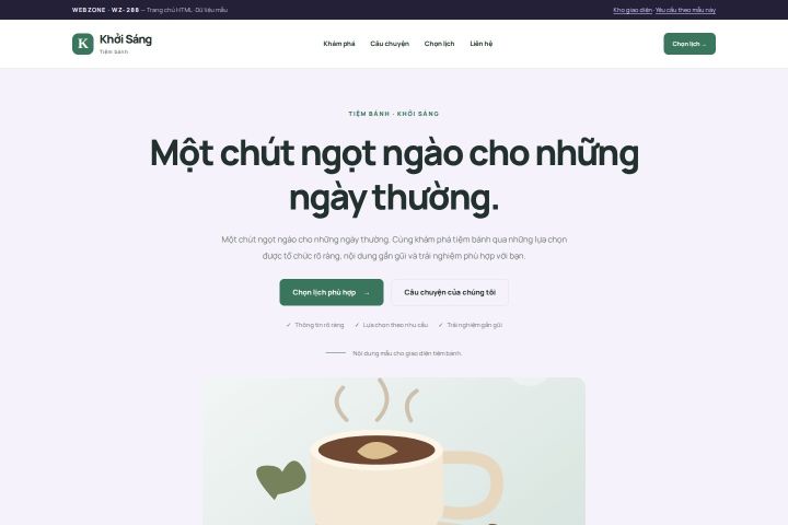 Ảnh chụp Giao diện HTML tiệm bánh — Tập trung chuyển đổi | WZ-288