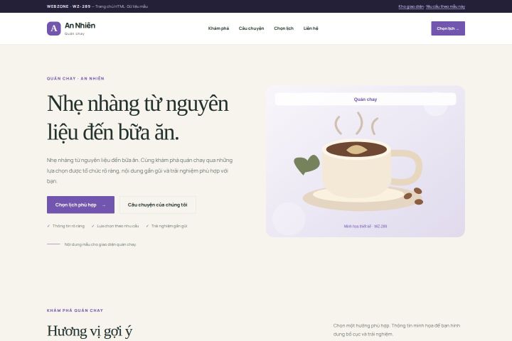 Ảnh chụp Giao diện HTML quán chay — Thanh lịch | WZ-289