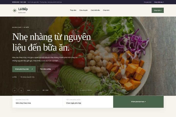 Ảnh xem trước Mẫu giao diện quán chay — Thanh lịch | WZ-289