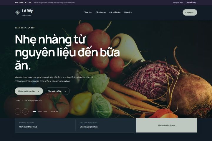 Ảnh xem trước Mẫu giao diện quán chay — Nổi bật | WZ-290