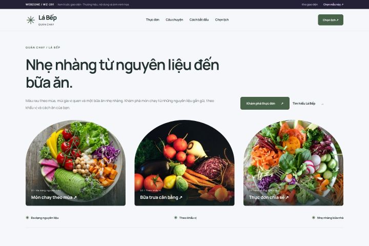 Ảnh xem trước Mẫu giao diện quán chay — Trưng bày | WZ-291
