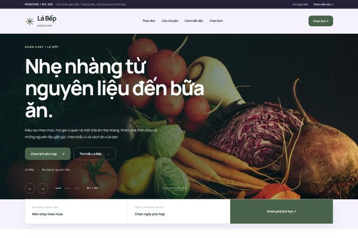 Ảnh xem trước Mẫu giao diện quán chay — Tập trung chuyển đổi | WZ-293