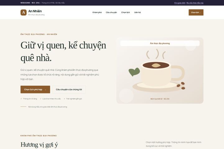 Ảnh chụp Giao diện HTML ẩm thực địa phương — Thanh lịch | WZ-294
