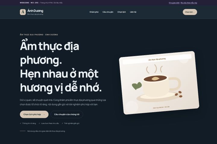 Ảnh chụp Giao diện HTML ẩm thực địa phương — Nổi bật | WZ-295