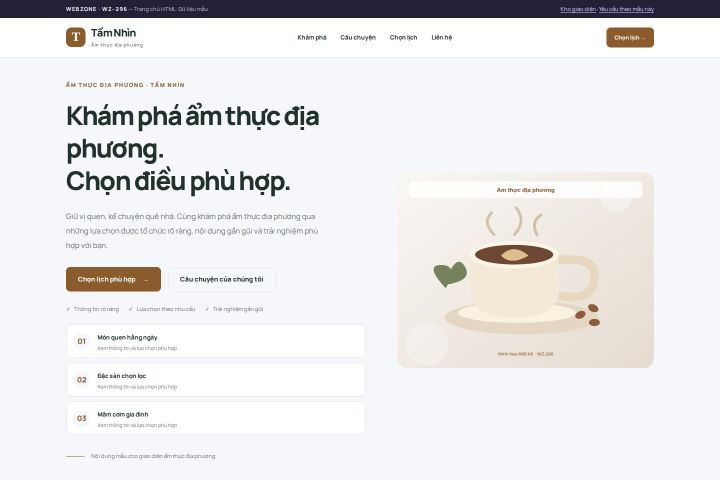 Ảnh chụp Giao diện HTML ẩm thực địa phương — Trưng bày | WZ-296