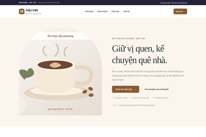 Ảnh chụp Giao diện HTML ẩm thực địa phương — Kể chuyện | WZ-297