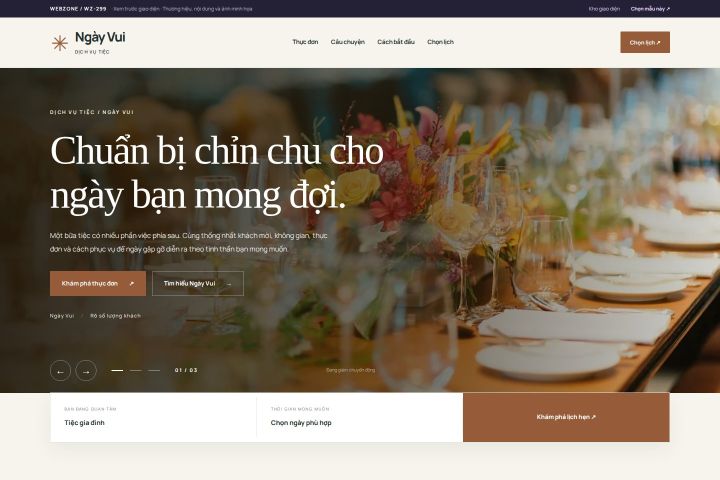 Ảnh xem trước Mẫu giao diện dịch vụ tiệc — Thanh lịch | WZ-299