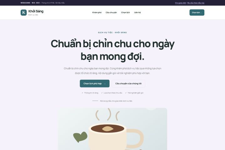 Ảnh chụp Giao diện HTML dịch vụ tiệc — Tập trung chuyển đổi | WZ-303