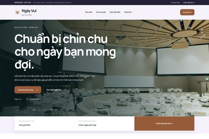 Ảnh chụp Giao diện HTML dịch vụ tiệc — Tập trung chuyển đổi | WZ-303