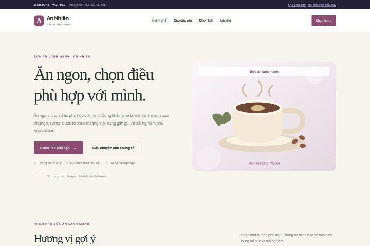 Ảnh chụp Giao diện HTML bữa ăn lành mạnh — Thanh lịch | WZ-304