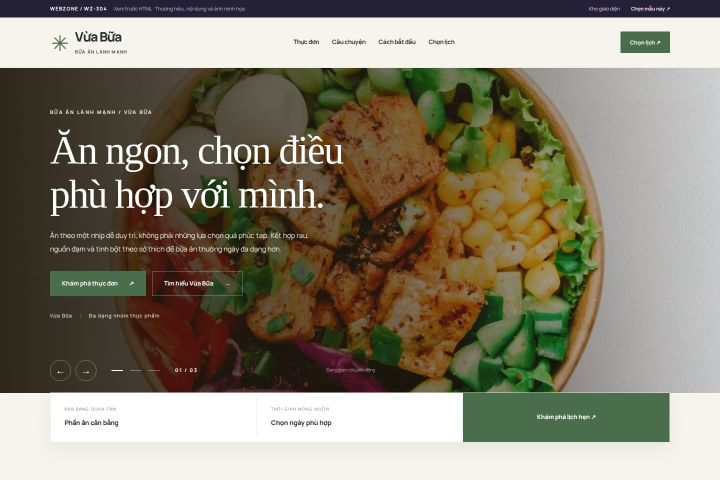 Ảnh chụp Giao diện HTML bữa ăn lành mạnh — Thanh lịch | WZ-304