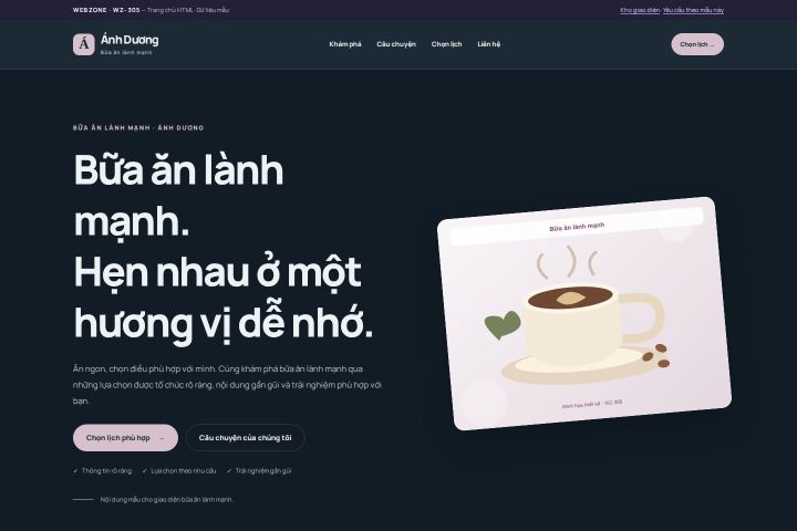 Ảnh chụp Giao diện HTML bữa ăn lành mạnh — Nổi bật | WZ-305