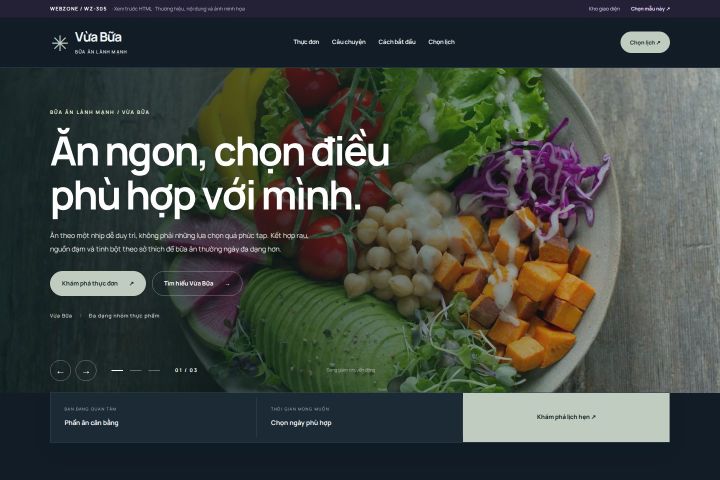 Ảnh chụp Giao diện HTML bữa ăn lành mạnh — Nổi bật | WZ-305