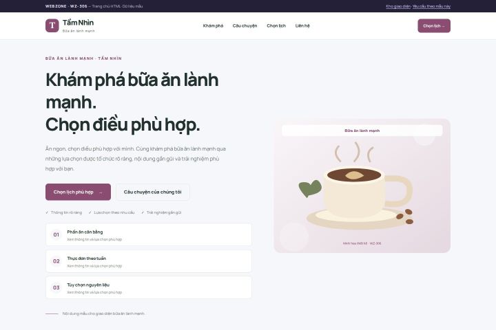 Ảnh chụp Giao diện HTML bữa ăn lành mạnh — Trưng bày | WZ-306