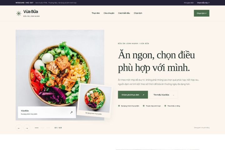Ảnh chụp Giao diện HTML bữa ăn lành mạnh — Kể chuyện | WZ-307