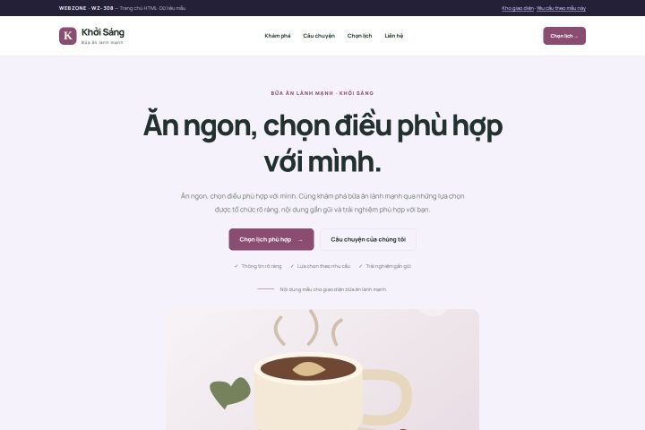 Ảnh chụp Giao diện HTML bữa ăn lành mạnh — Tập trung chuyển đổi | WZ-308