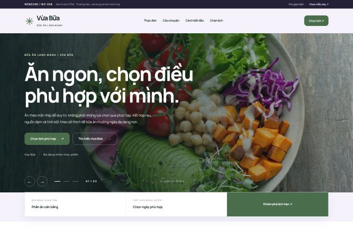 Ảnh chụp Giao diện HTML bữa ăn lành mạnh — Tập trung chuyển đổi | WZ-308