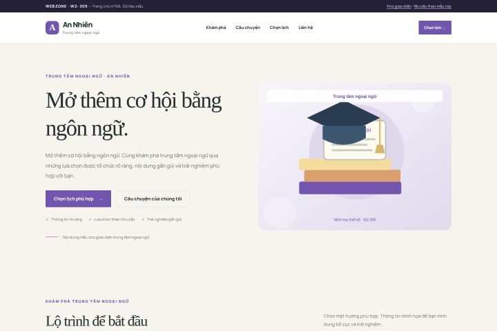 Ảnh chụp Giao diện HTML trung tâm ngoại ngữ — Thanh lịch | WZ-309