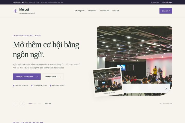 Ảnh chụp Giao diện HTML trung tâm ngoại ngữ — Thanh lịch | WZ-309