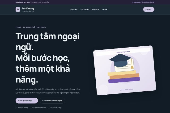 Ảnh chụp Giao diện HTML trung tâm ngoại ngữ — Nổi bật | WZ-310