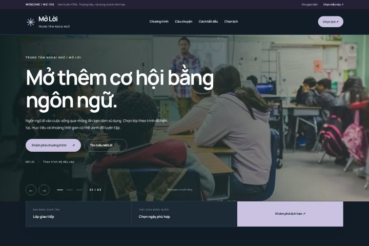Ảnh chụp Giao diện HTML trung tâm ngoại ngữ — Nổi bật | WZ-310